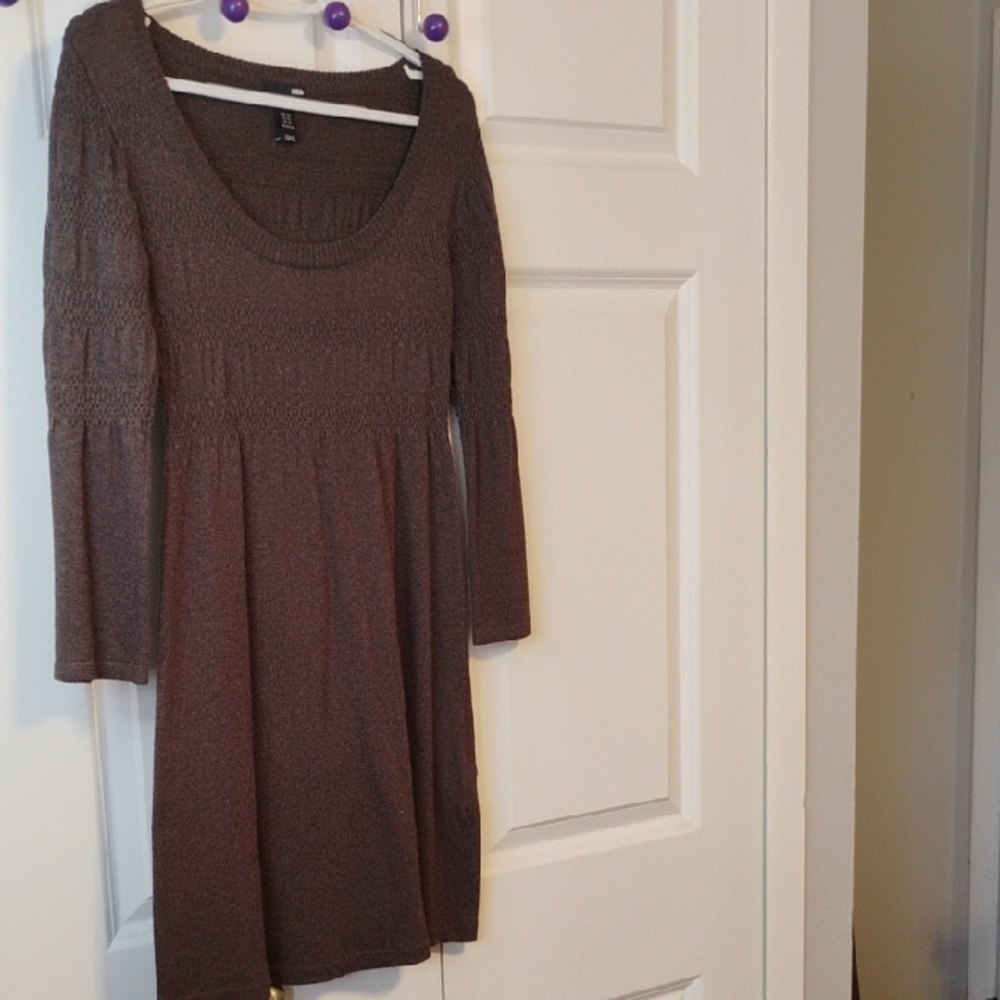 H&M Brown Bishop Sleeve Sweater Dress
